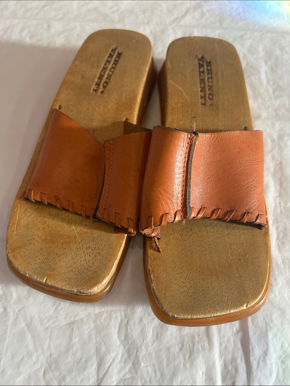 Bruno Magli Tan Leather Slide Sandals
